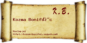 Kozma Bonifác névjegykártya